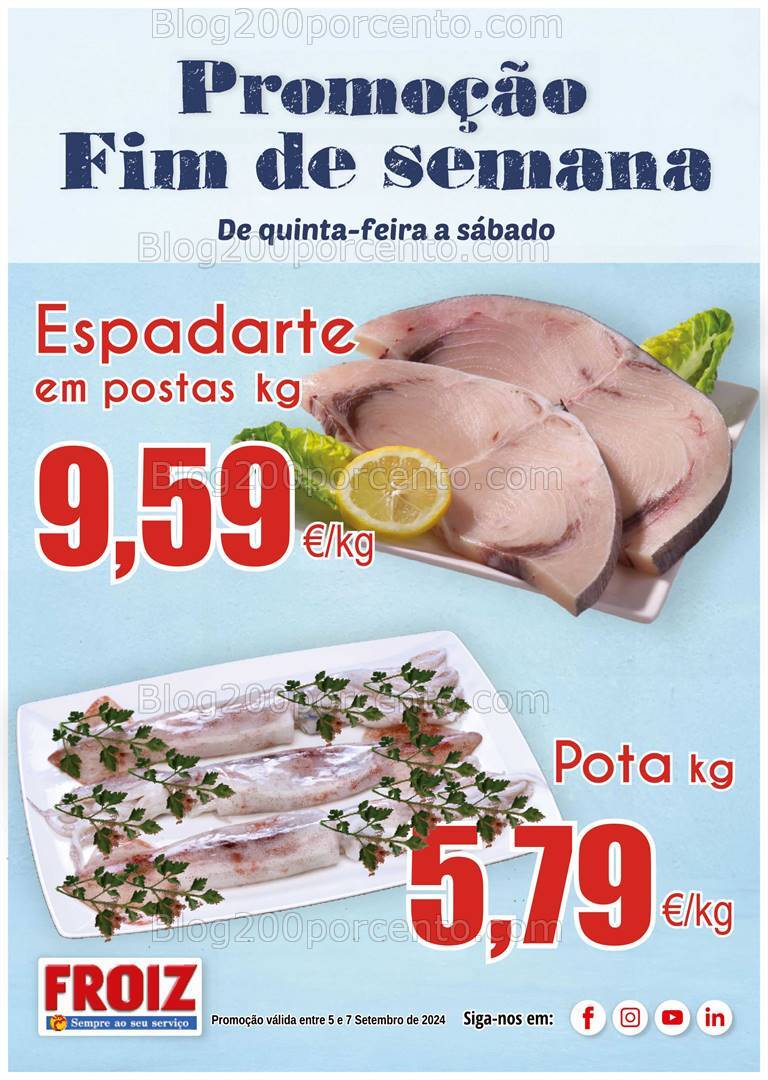 Antevisão Folheto FROIZ Promoções Fim de Semana - 5 a 7 setembro