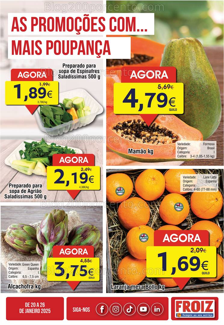 Antevisão Folheto FROIZ Promoções de 20 a 26 janeiro