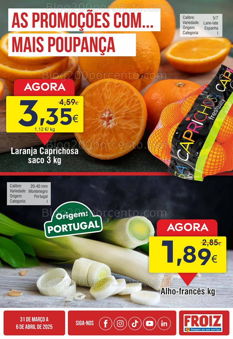 Antevisão Folheto FROIZ Promoções de 31 março a 6 abril