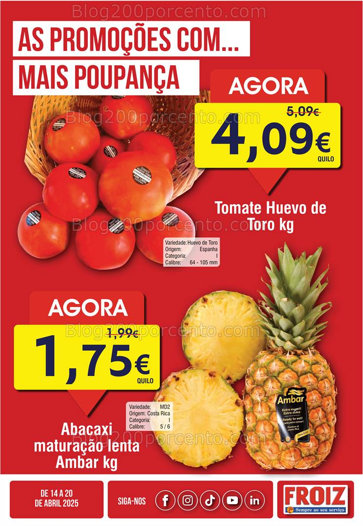 Antevisão Folheto FROIZ Promoções de 14 a 20 abril