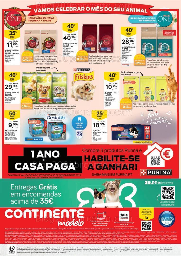 Antevisão Folheto CONTINENTE Pets Promoções de 3 a 22 outubro