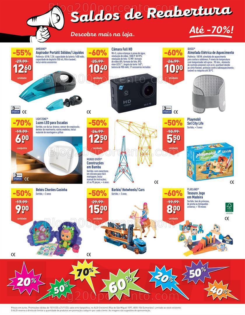 Antevisão Folheto ALDI Reabertura Creixomil Promoções de 15 a 21 novembro
