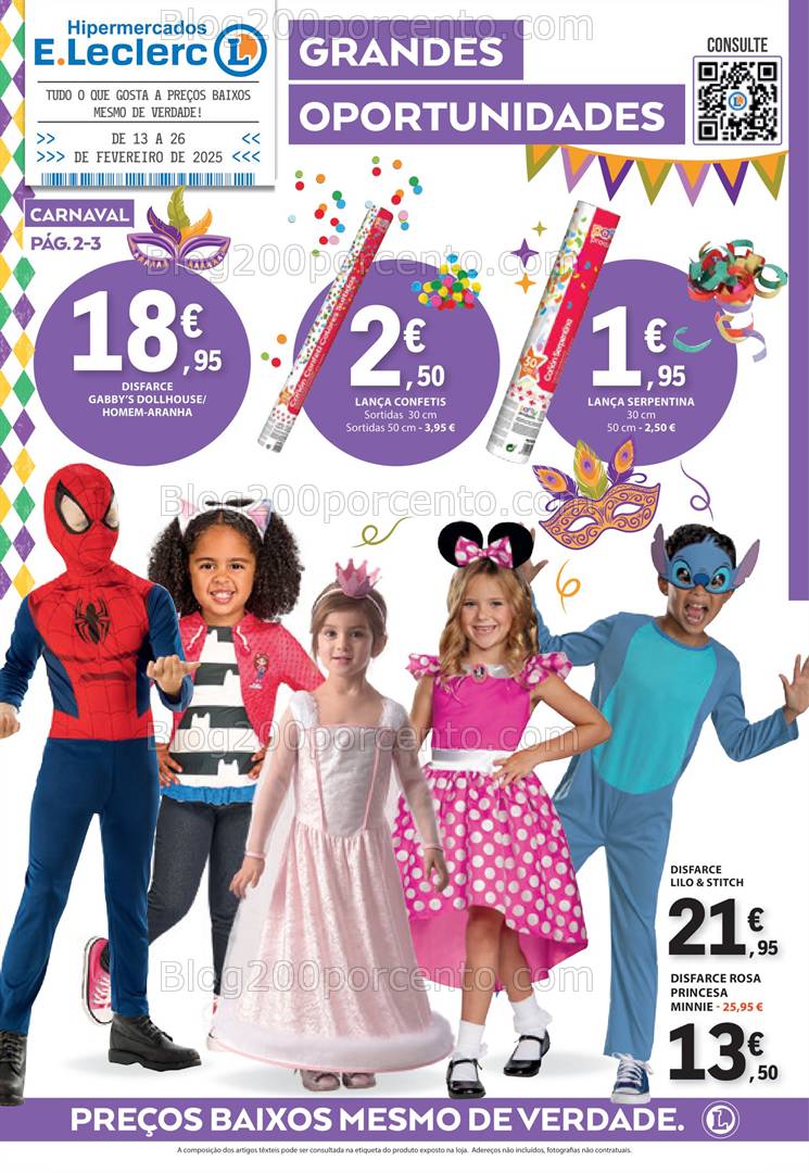 Antevisão Folheto E-LECLERC Carnaval + Bazar Promoções de 13 a 26 fevereiro