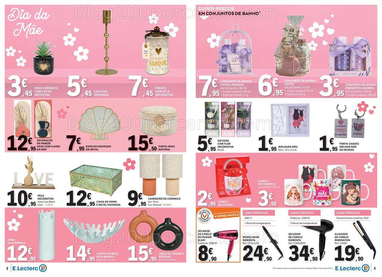 Antevisão Folheto E-LECLERC Bazar + Dia da Mãe Promoções de 25 abril a 8 maio