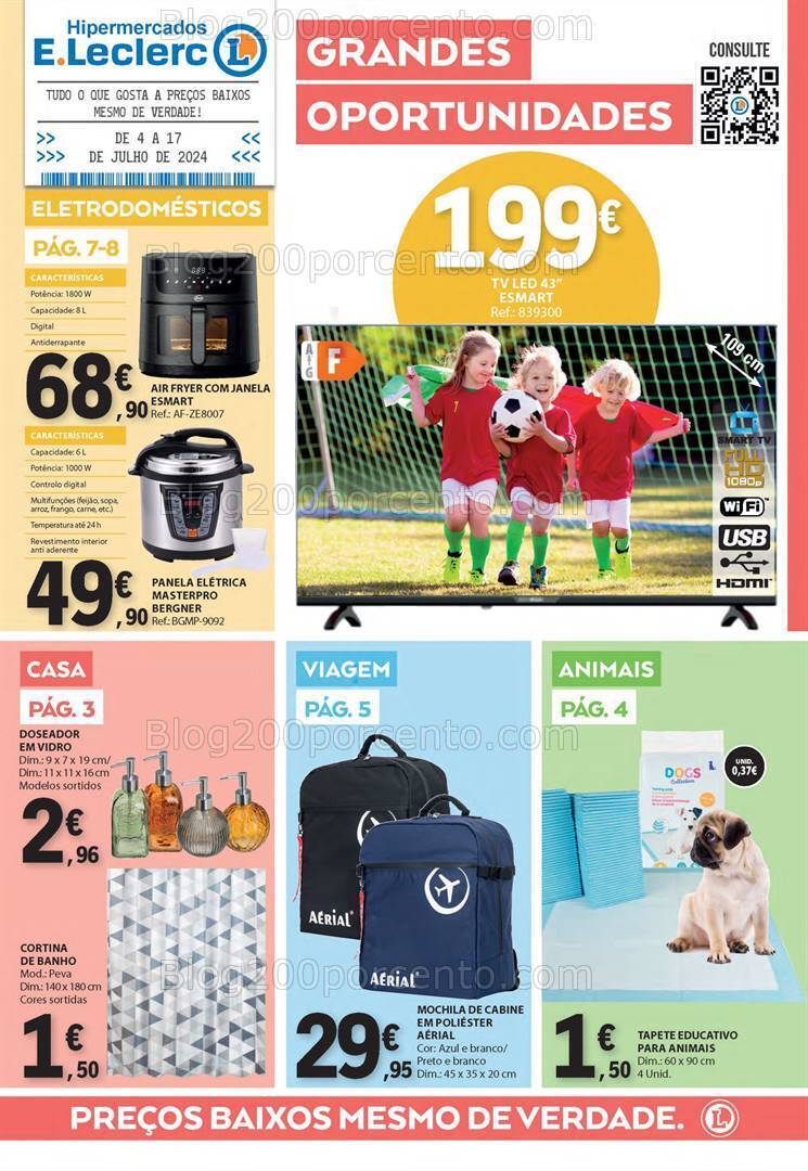 Antevisão Folheto E-LECLERC Bazar Verão Promoções de 4 a 17 julho