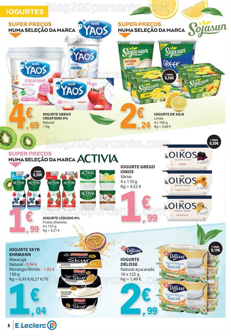 Antevisão Folheto E-LECLERC Especial Bebidas Gelados e Iogurtes Promoções de 18 a 30 junho