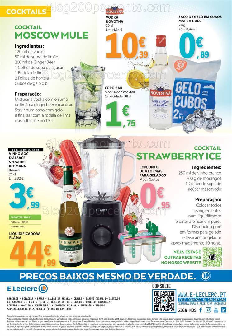 Antevisão Folheto E-LECLERC Especial Bebidas Gelados e Iogurtes Promoções de 18 a 30 junho
