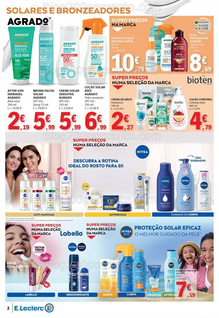 Antevisão Folheto E-LECLERC Especial Beleza Verão Promoções de 2 a 14 julho