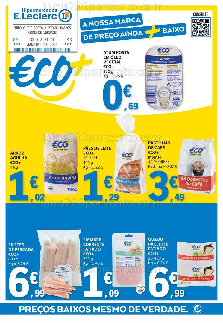 Antevisão Folheto E-LECLERC ECO+ Promoções de 9 a 21 janeiro