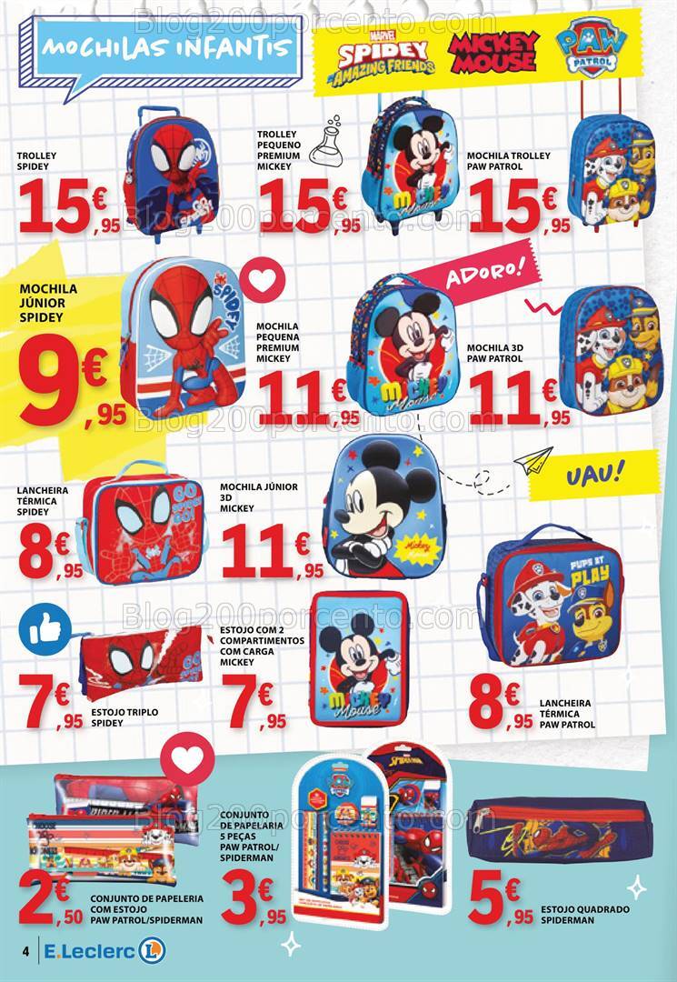 Antevisão Folheto E-LECLERC Regresso às Aulas Promoções de 6 a 25 agosto