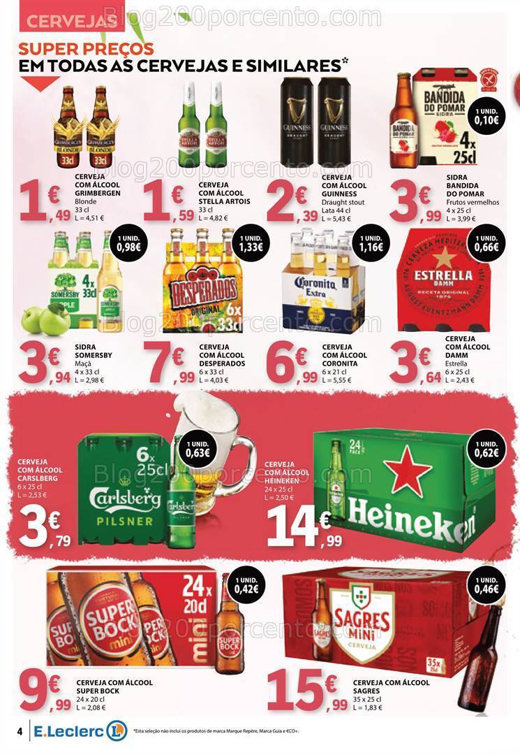 Antevisão Folheto E-LECLERC Bebidas de Verão Promoções de 16 a 28 julho