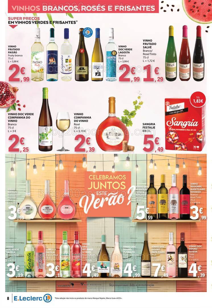 Antevisão Folheto E-LECLERC Bebidas de Verão Promoções de 16 a 28 julho