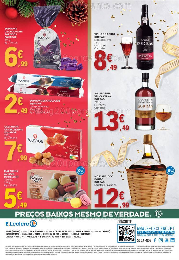 Antevisão Folheto E-LECLERC Natal Alimentar Gourmet Promoções de 10 a 24 dezembro