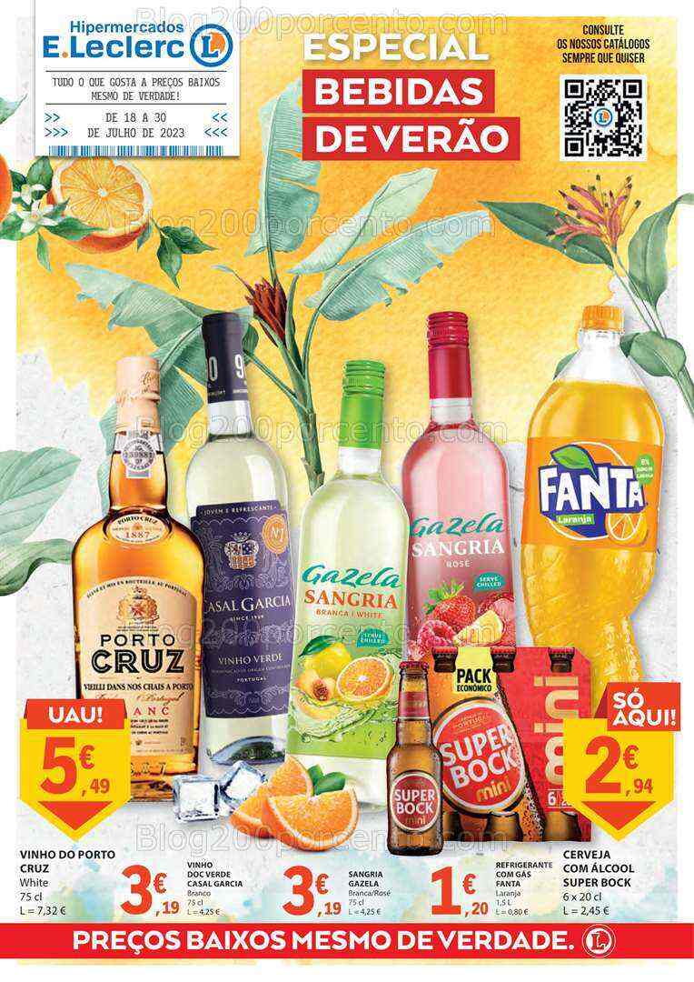 Antevisão Folheto E-LECLERC Especial Bebidas Promoções de 18 a 30 julho