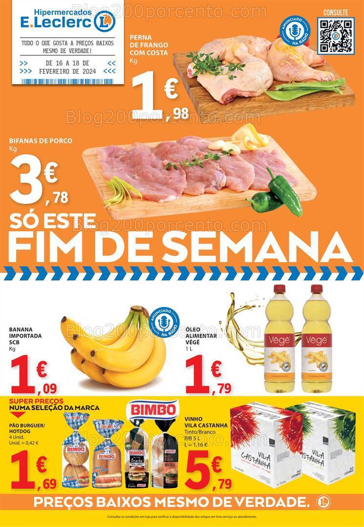 Antevisão Folheto E-LECLERC Promoções Fim de Semana - 16 a 18 fevereiro
