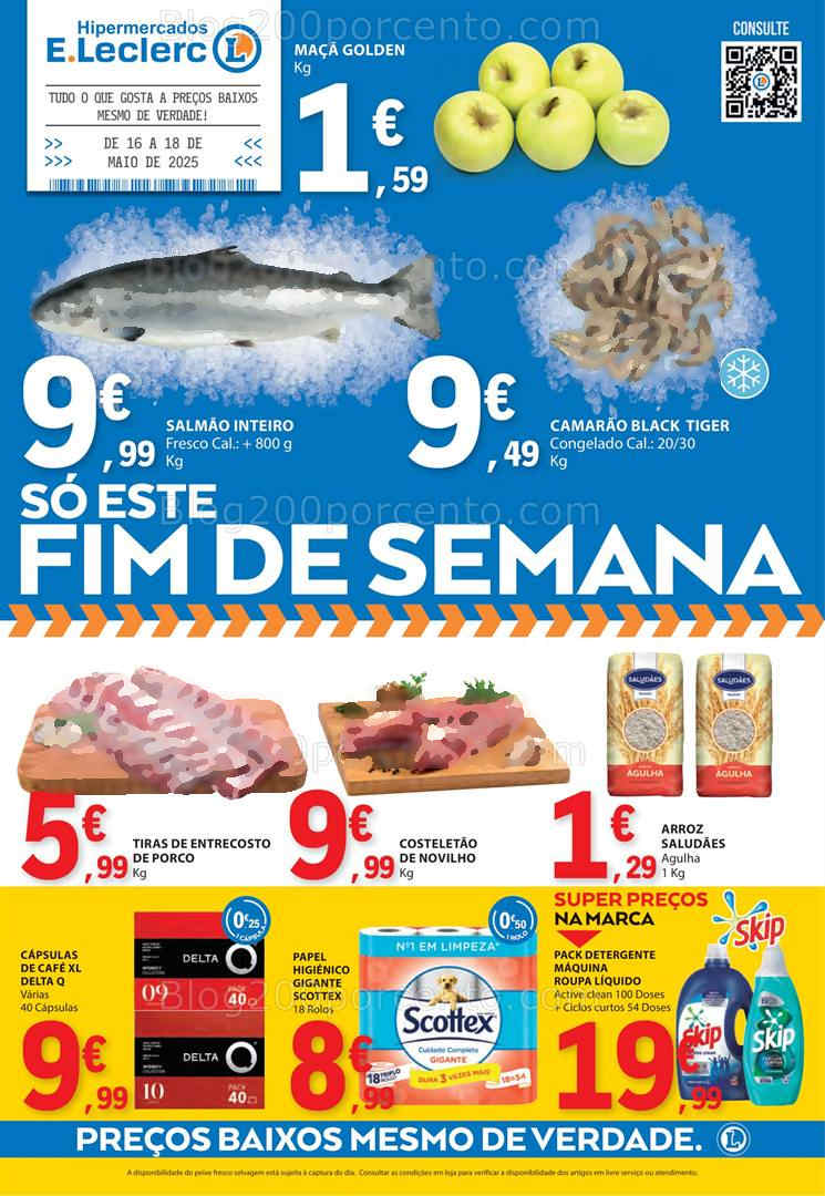 Antevisão Folheto E-LECLERC Promoções Fim de Semana - 16 a 18 maio