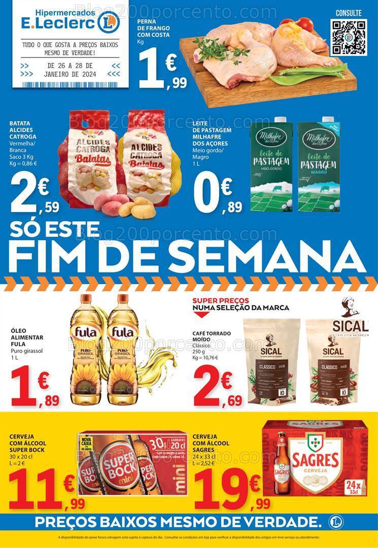 Antevisão Folheto E-LECLERC Fim de Semana Promoções de 26 a 28 janeiro