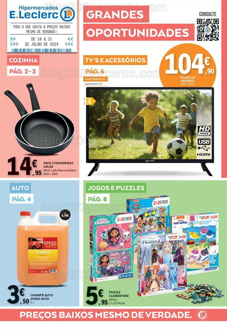 Antevisão Folheto E-LECLERC Bazar Promoções de 18 a 31 julho