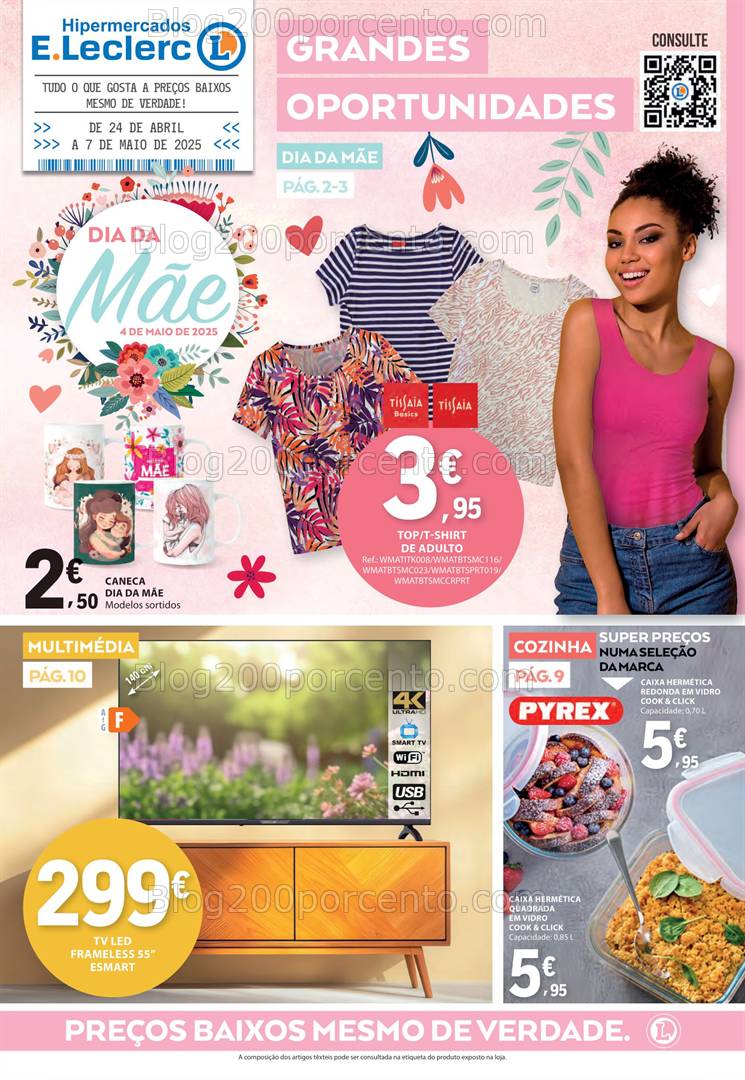 Antevisão Folheto E-LECLERC Bazar + Dia da Mãe Promoções de 24 abril a 7 maio