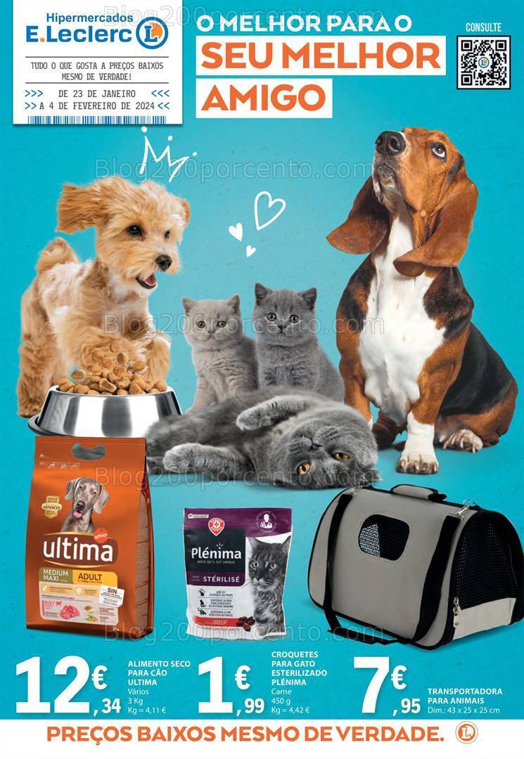 Antevisão Folheto E-LECLERC Especial Animais Promoções de 23 janeiro a 4 fevereiro