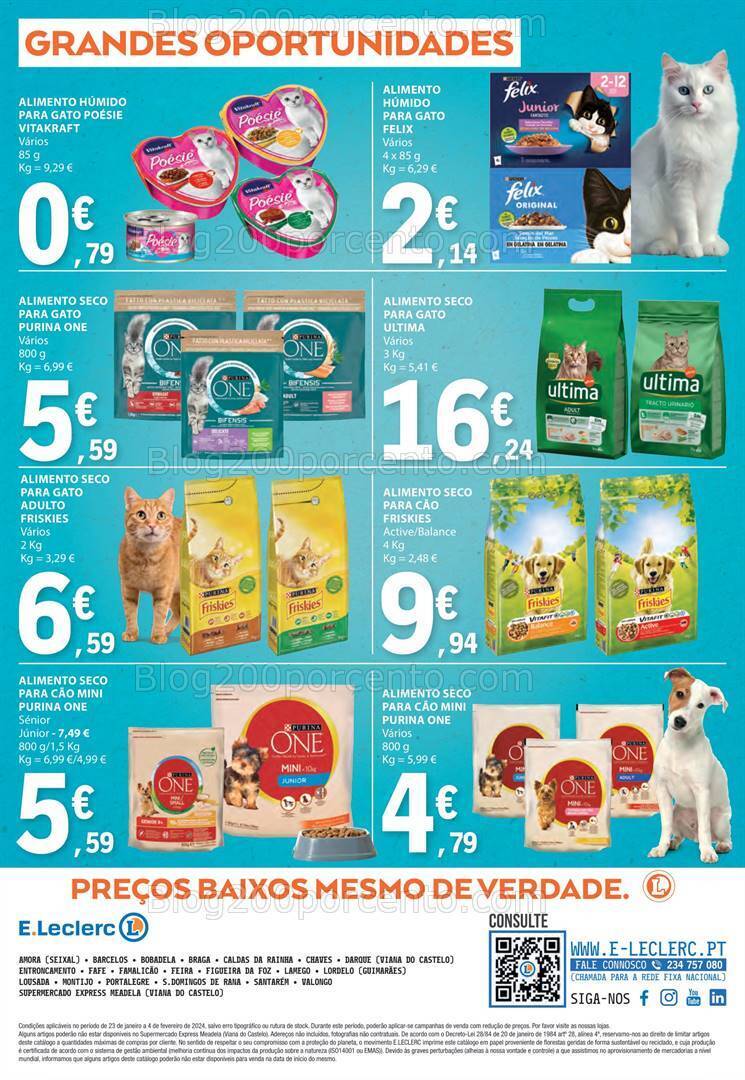 Antevisão Folheto E-LECLERC Especial Animais Promoções de 23 janeiro a 4 fevereiro