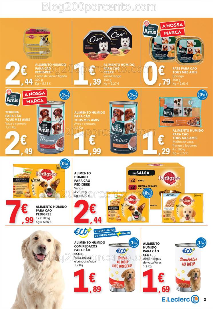 Antevisão Folheto E-LECLERC Pets Promoções de 28 janeiro a 9 fevereiro