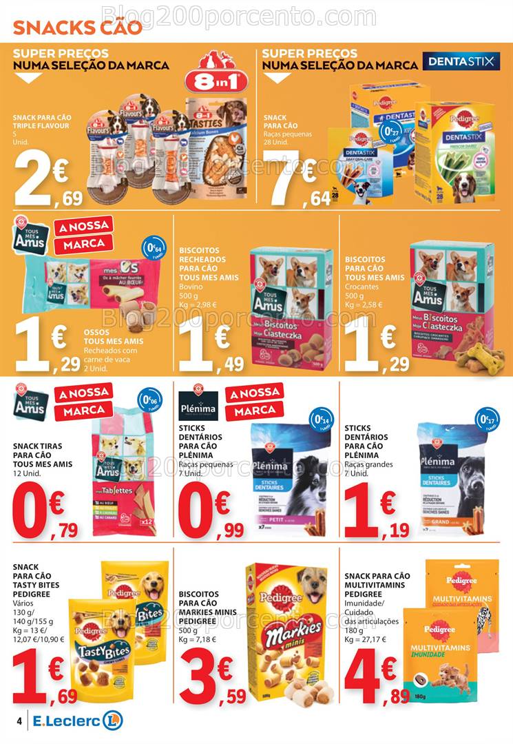 Antevisão Folheto E-LECLERC Pets Promoções de 28 janeiro a 9 fevereiro
