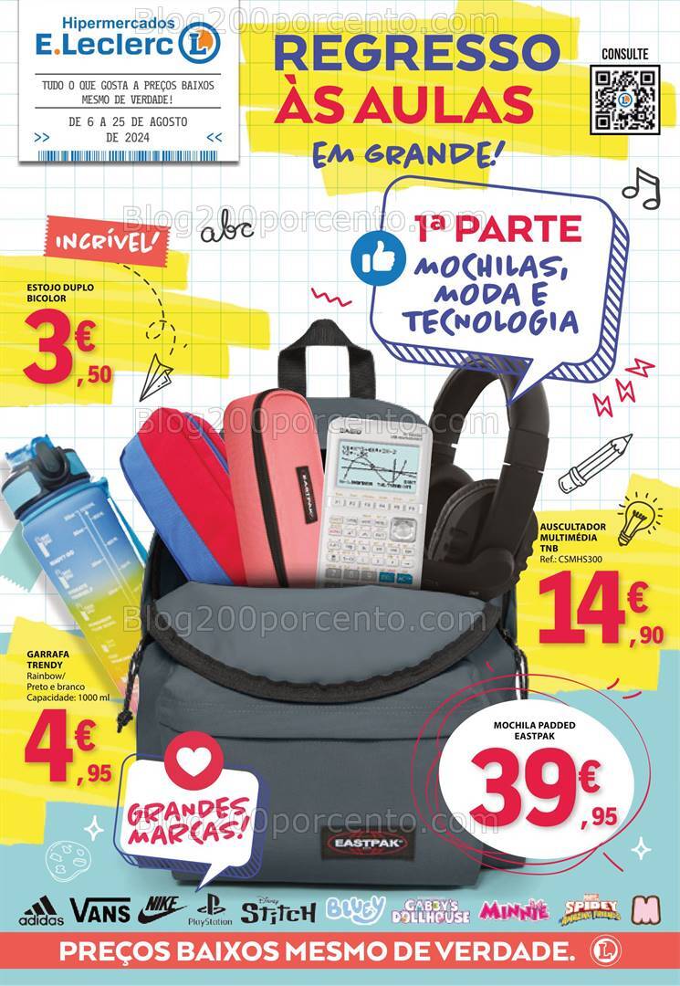 Antevisão Folheto E-LECLERC Regresso às Aulas Promoções de 6 a 25 agosto