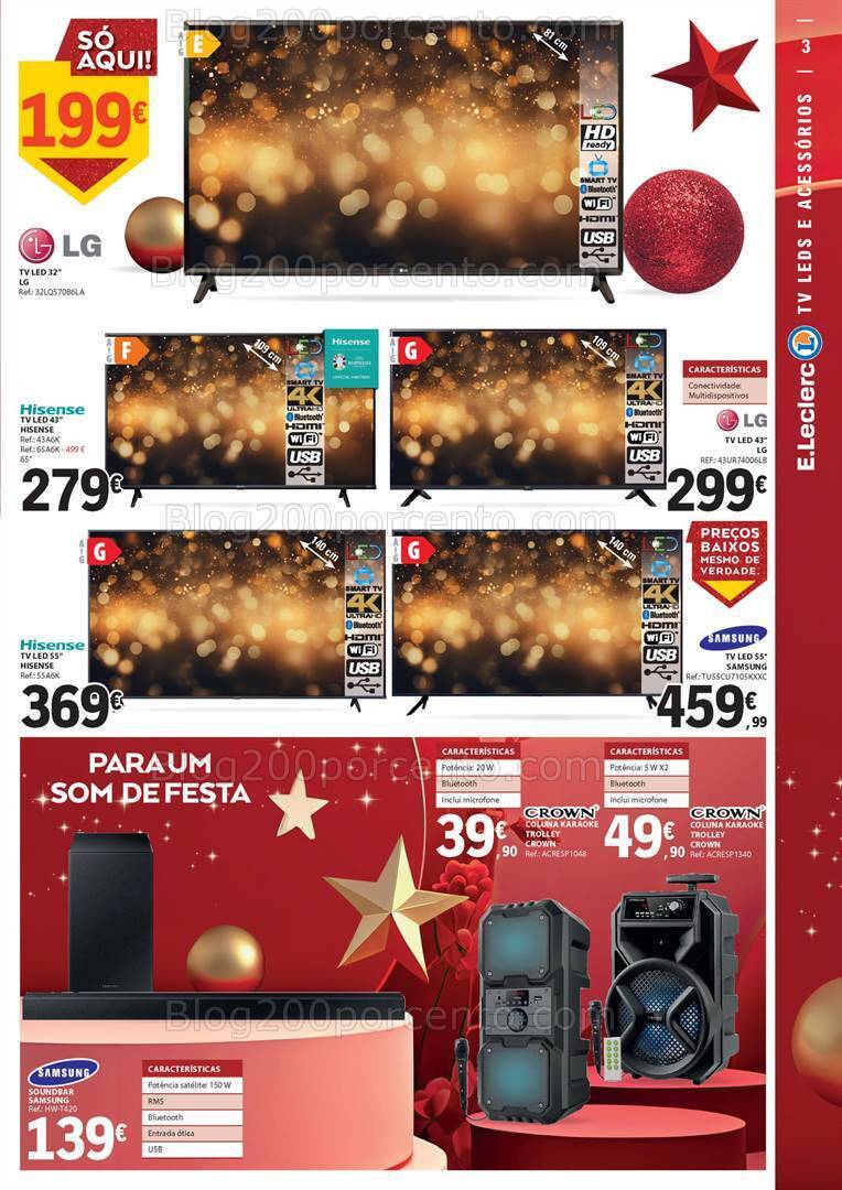 Antevisão Folheto E-LECLERC Tecnologia Natal Promoções de 28 novembro a 24 dezembro