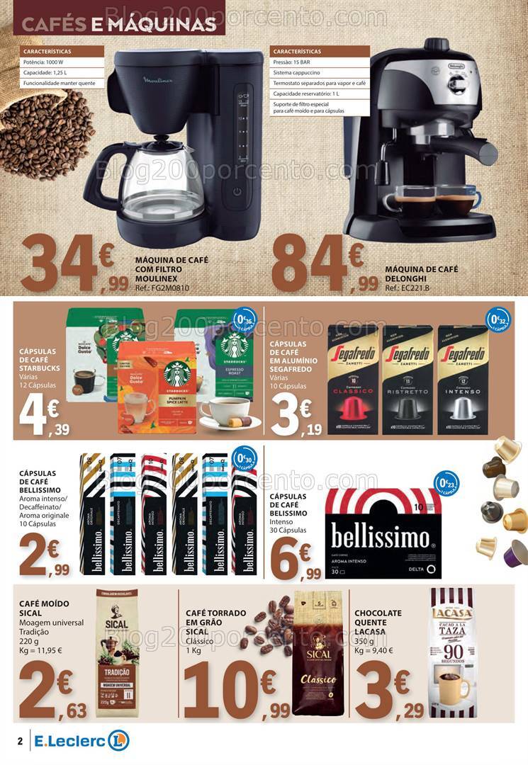 Antevisão Folheto E-LECLERC Bebidas Quentes Promoções de 29 outubro a 10 novembro