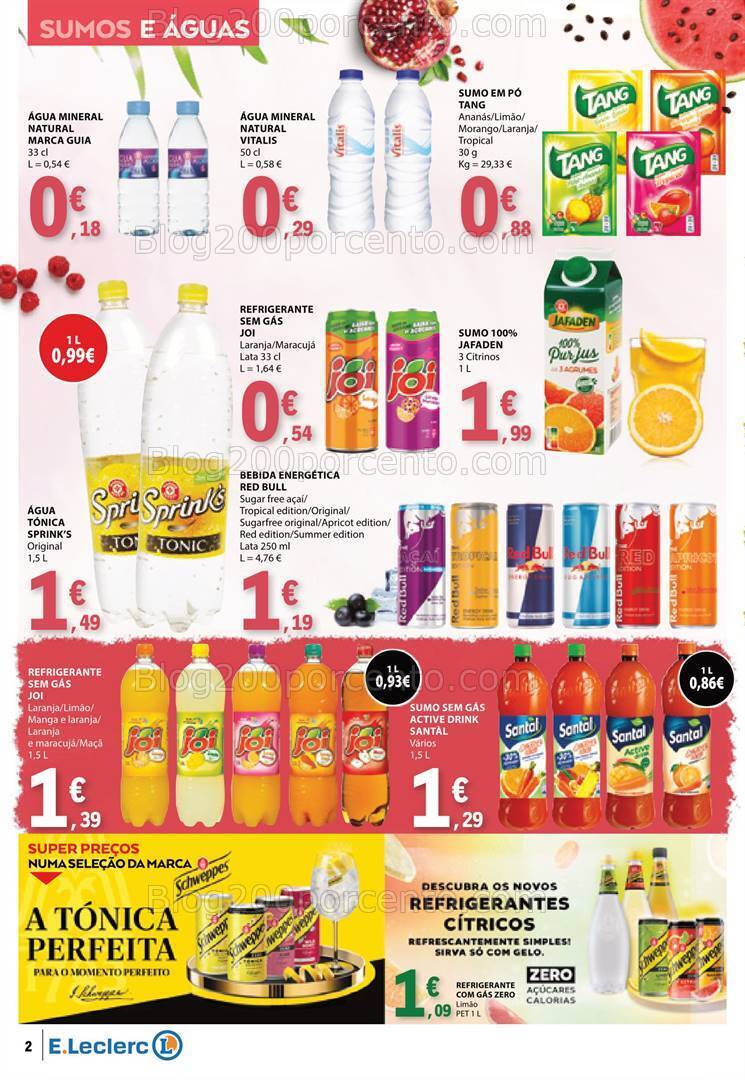 Antevisão Folheto E-LECLERC Bebidas de Verão Promoções de 16 a 28 julho