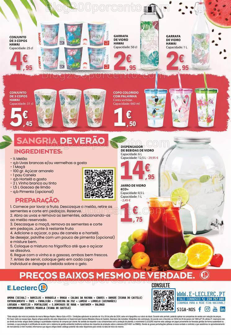 Antevisão Folheto E-LECLERC Bebidas de Verão Promoções de 16 a 28 julho
