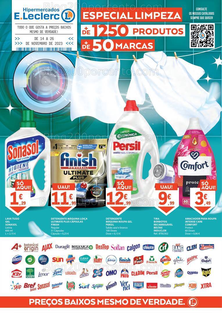 Antevisão Folheto E-LECLERC Especial Limpeza Promoções de 14 a 26 novembro