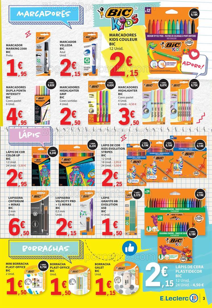 Antevisão Folheto E-LECLERC Regresso às Aulas Promoções 27 agosto a 15 setembro