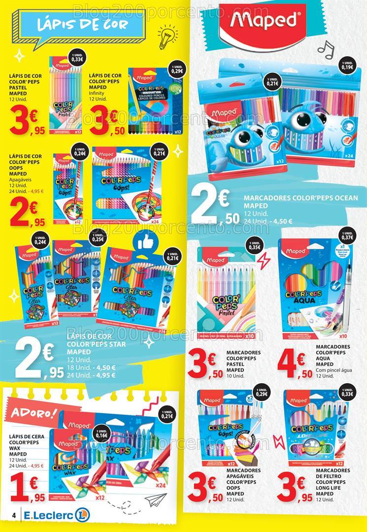 Antevisão Folheto E-LECLERC Regresso às Aulas Promoções 27 agosto a 15 setembro