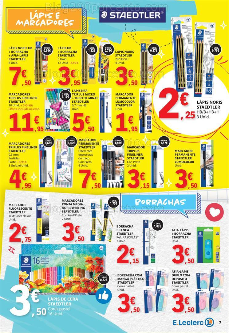 Antevisão Folheto E-LECLERC Regresso às Aulas Promoções 27 agosto a 15 setembro