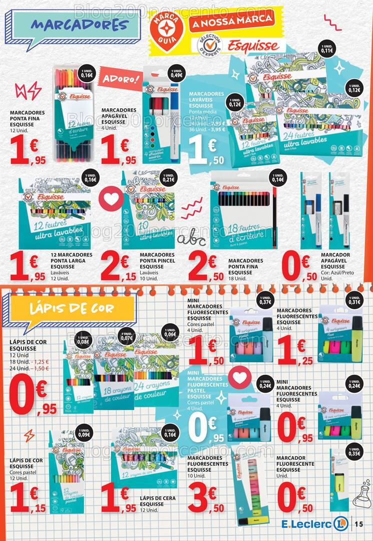 Antevisão Folheto E-LECLERC Regresso às Aulas Promoções 27 agosto a 15 setembro