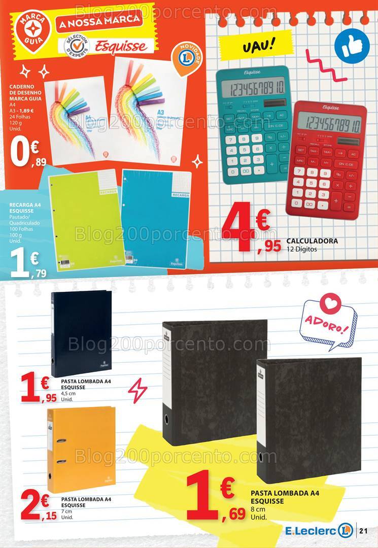Antevisão Folheto E-LECLERC Regresso às Aulas Promoções 27 agosto a 15 setembro