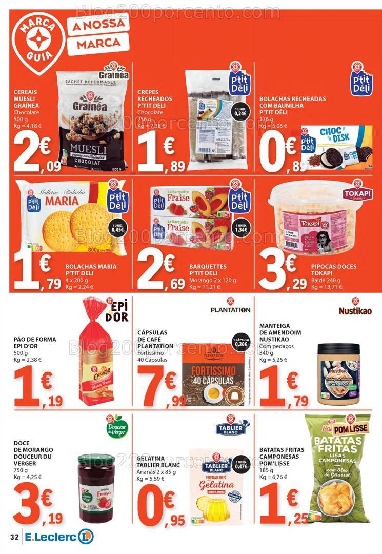 Antevisão Folheto E-LECLERC Marca Própria Promoções de 22 a 28 agosto