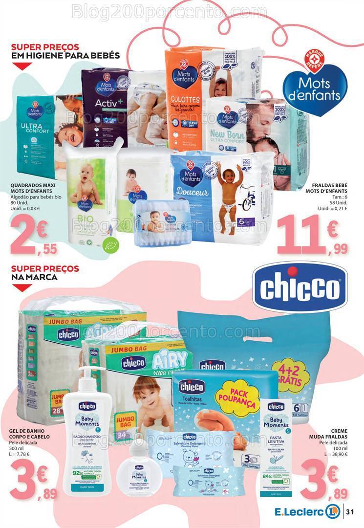 Antevisão Folheto E-LECLERC Feira do Bebé Promoções de 9 a 21 janeiro