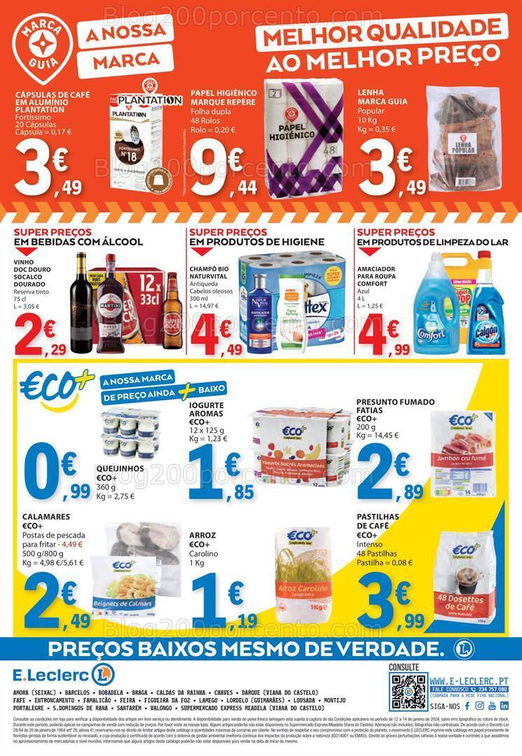 Antevisão Folheto E-LECLERC Promoções Fim de Semana - 12 a 14 janeiro