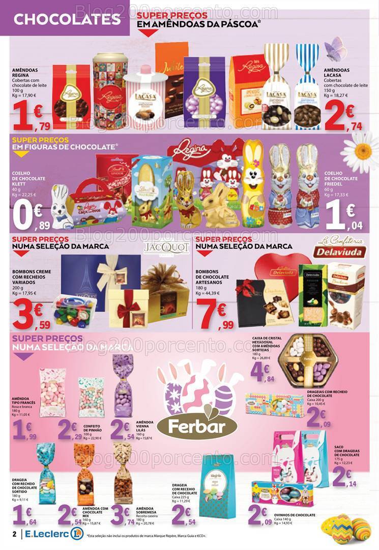 Antevisão Folheto E-LECLERC Especial Páscoa Promoções de 19 março a 1 abril