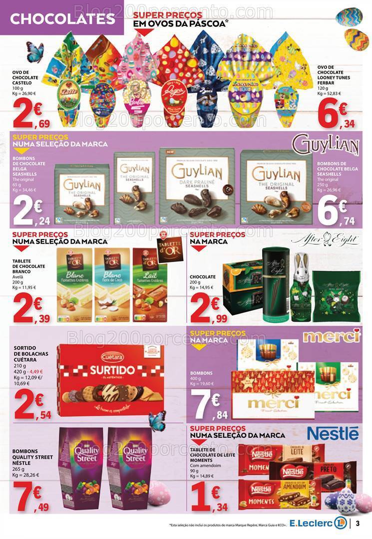 Antevisão Folheto E-LECLERC Especial Páscoa Promoções de 19 março a 1 abril