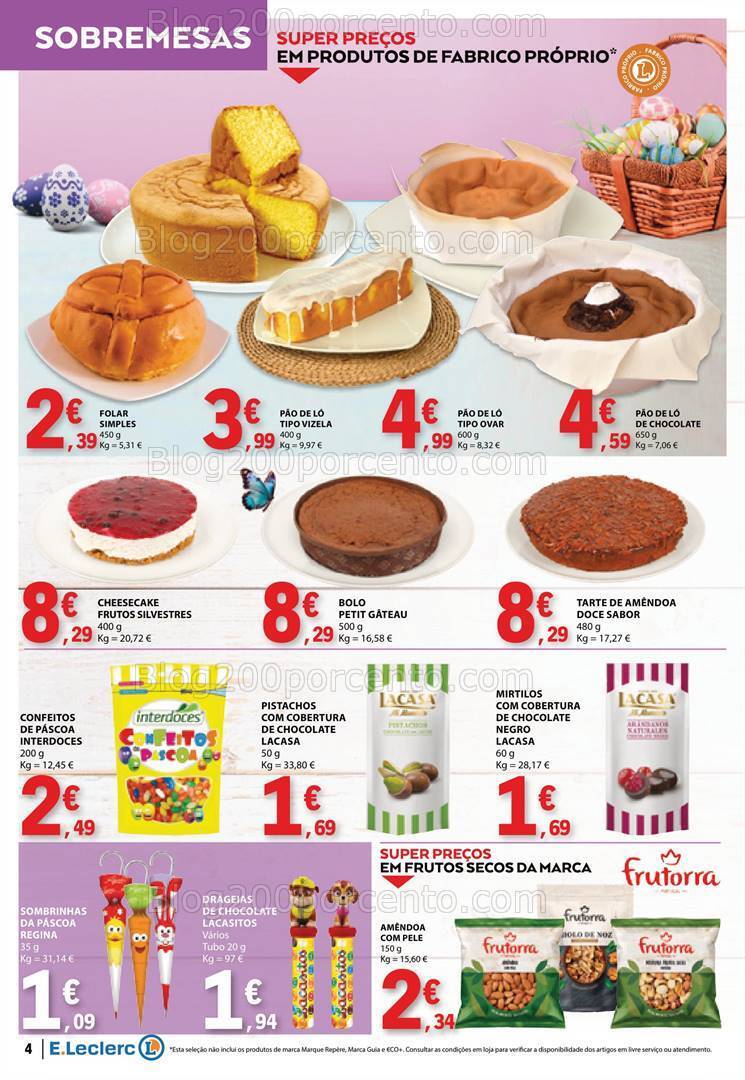 Antevisão Folheto E-LECLERC Especial Páscoa Promoções de 19 março a 1 abril