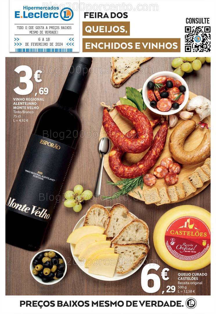 Antevisão Folheto E-LECLERC Feira Queijos Enchidos e Vinhos - 6 a 18 fevereiro