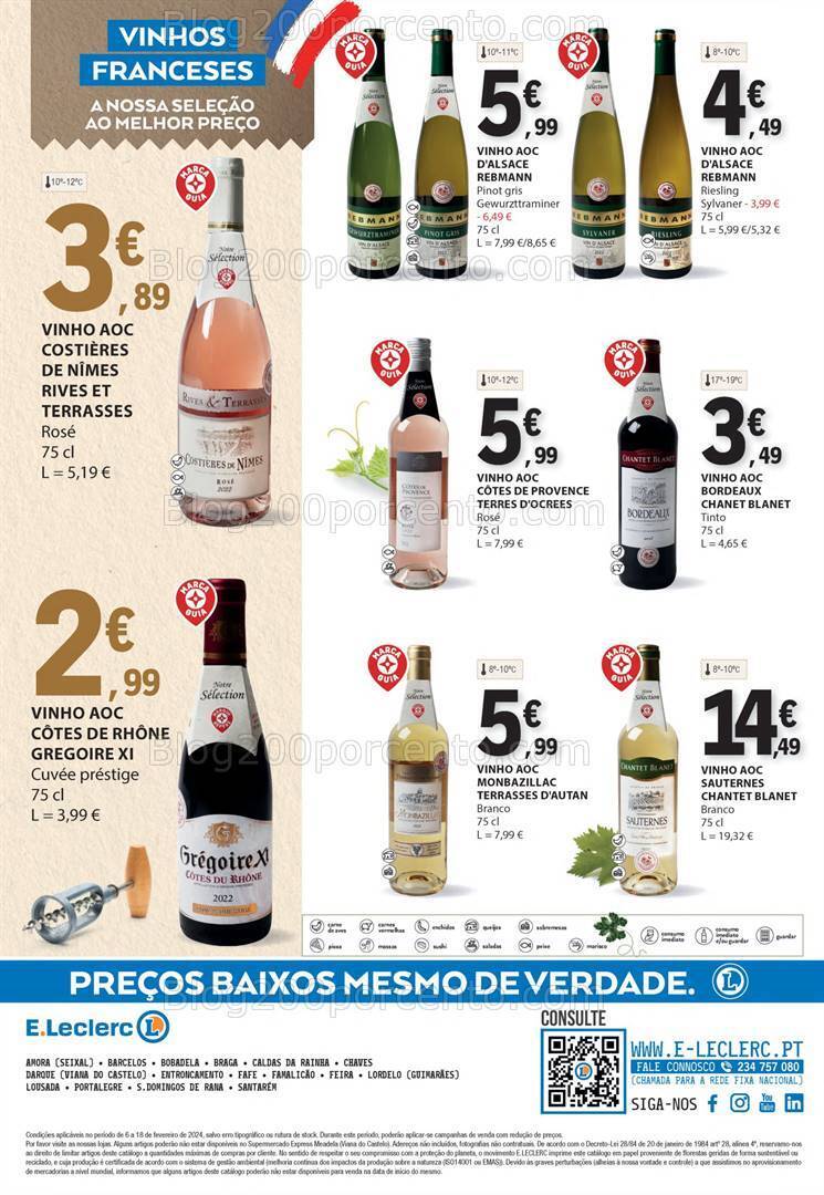 Antevisão Folheto E-LECLERC Feira Queijos Enchidos e Vinhos - 6 a 18 fevereiro