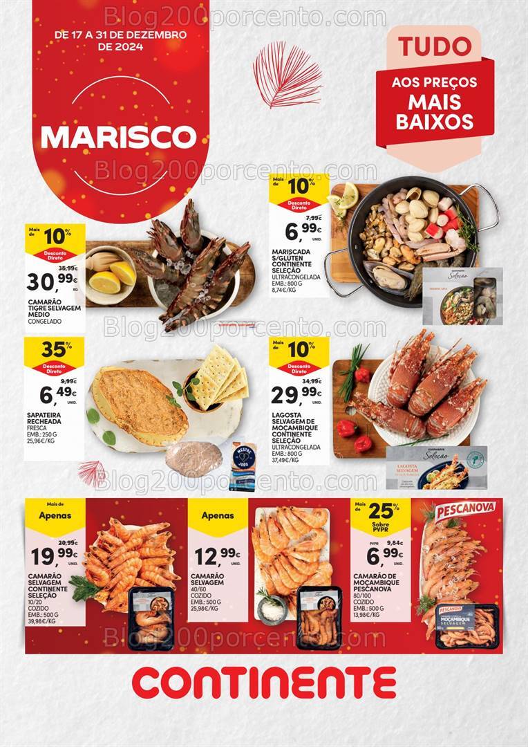 Antevisão Folheto CONTINENTE Mariscos Promoções de 17 a 31 dezembro