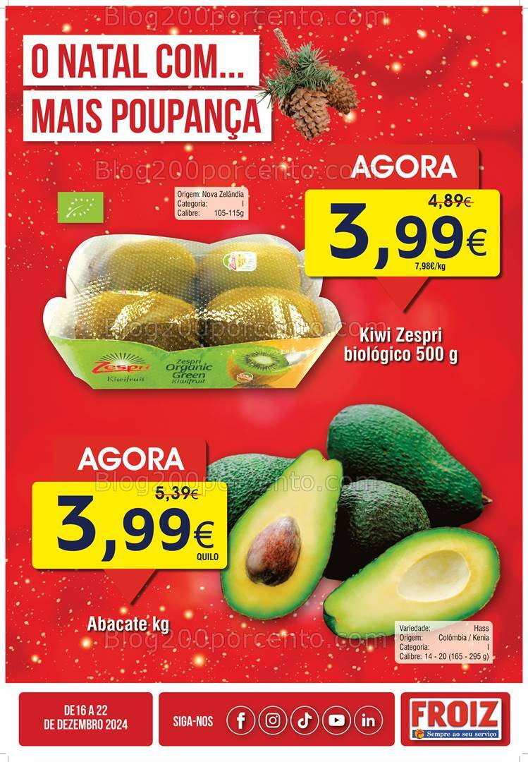 Antevisão Folheto FROIZ Promoções de 16 a 22 dezembro