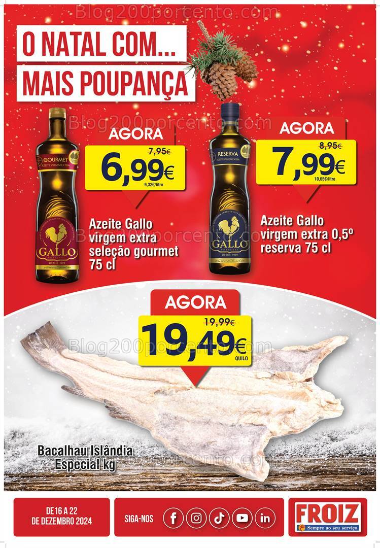 Antevisão Folheto FROIZ Promoções de 16 a 22 dezembro
