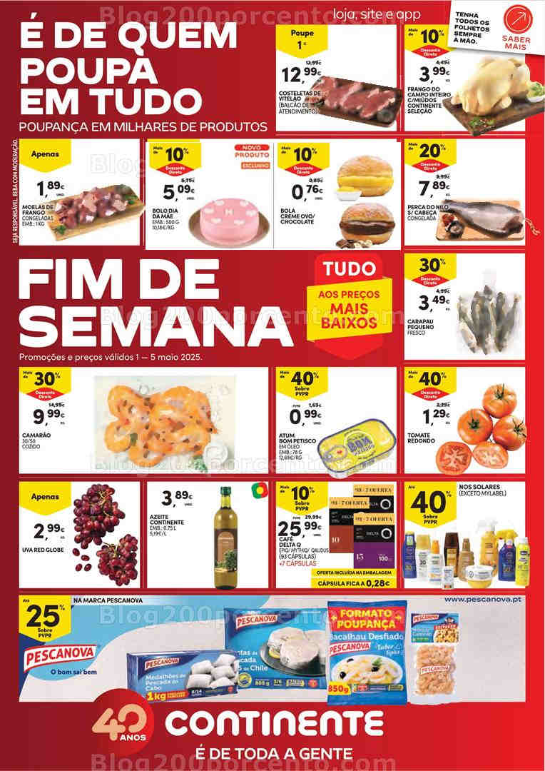 Antevisão Folheto CONTINENTE Promoções Fim de Semana - 1 a 5 maio